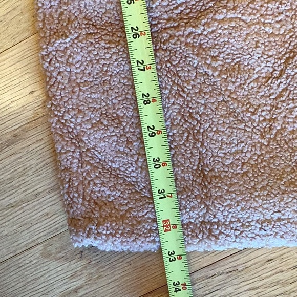 BTFBM lite cocoa colored teddy jacket double breasted with front welt pockets L - Picture 10 of 11